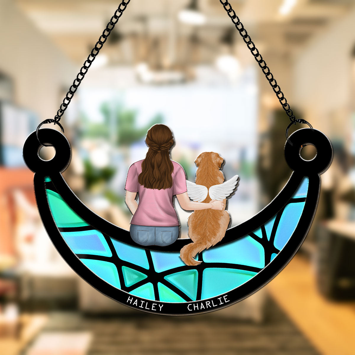 Personalized Custom A Girl And Her Dog Suncatcher - 6 & 8 Inches