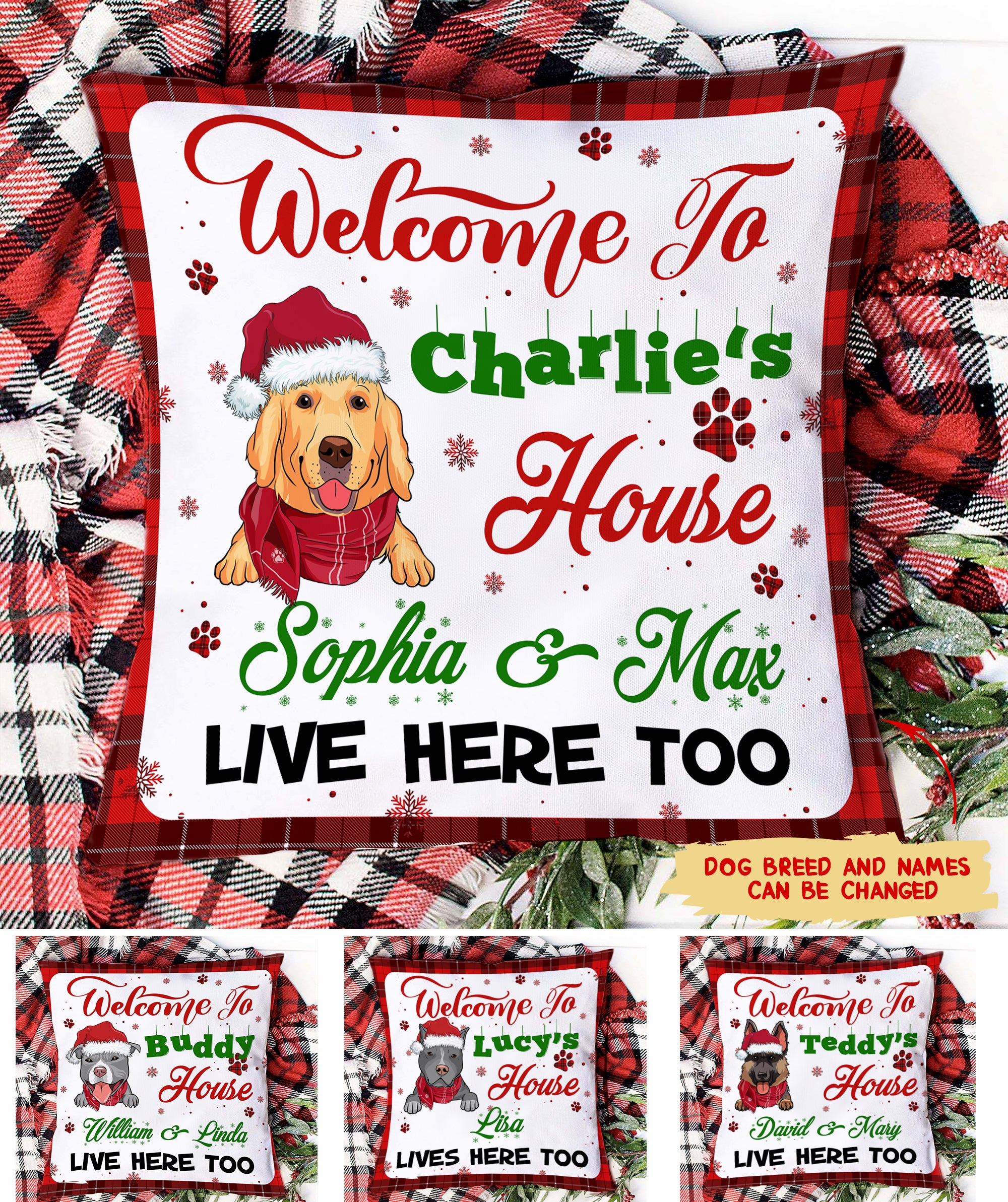 Welcome To My House - Personalized Custom Christmas Throw Pillow in 12' x 12' and 18' x 18' Sizes for Home Decor