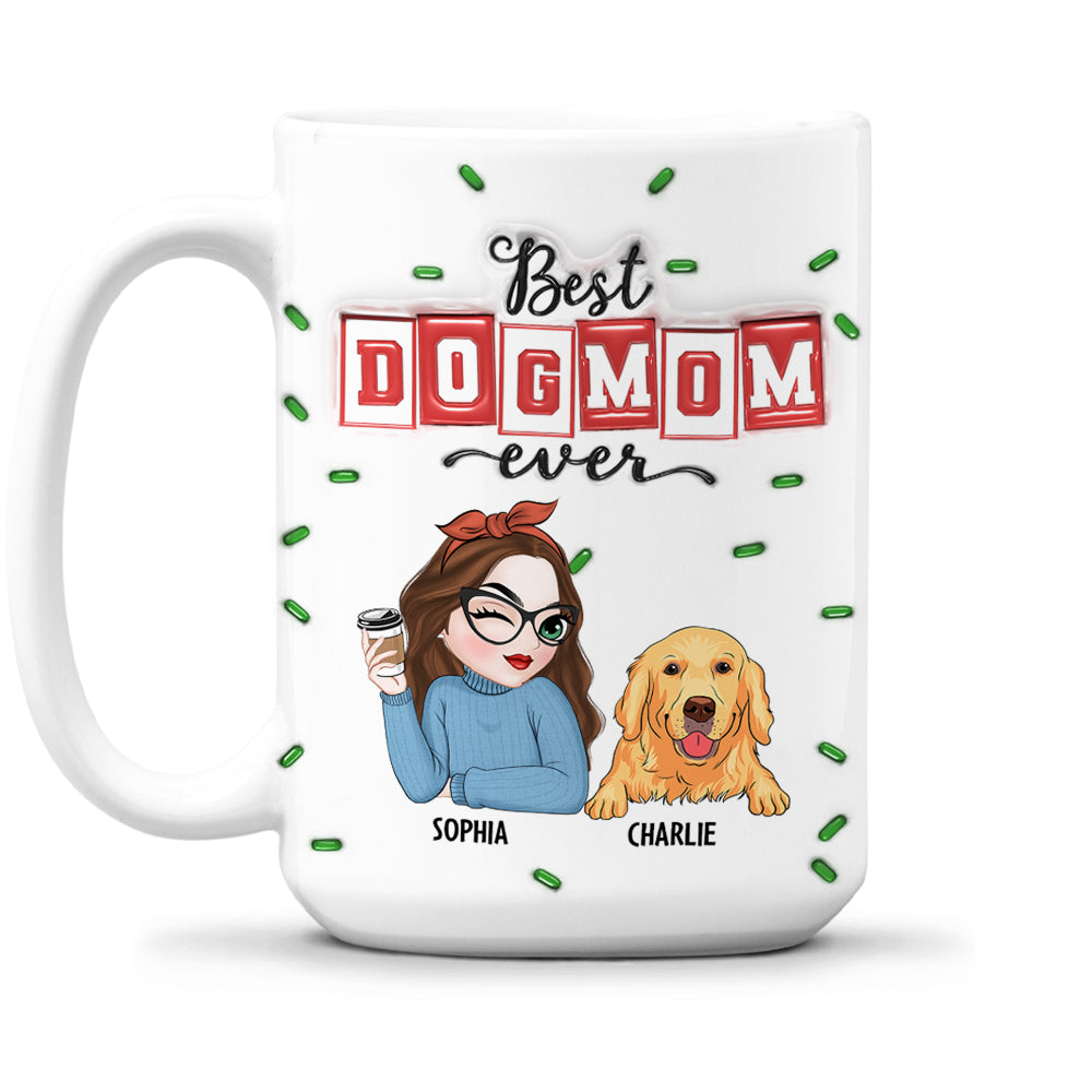 Best Ever Personalized Custom 3D Inflated Effect Ceramic Mug for Dog Moms