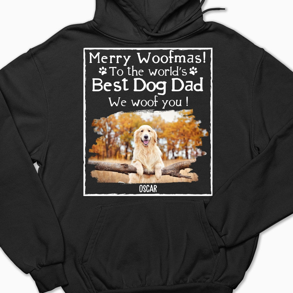 Woof Best Ever Personalized Custom Dog Dad and Mom Photo Hoodie