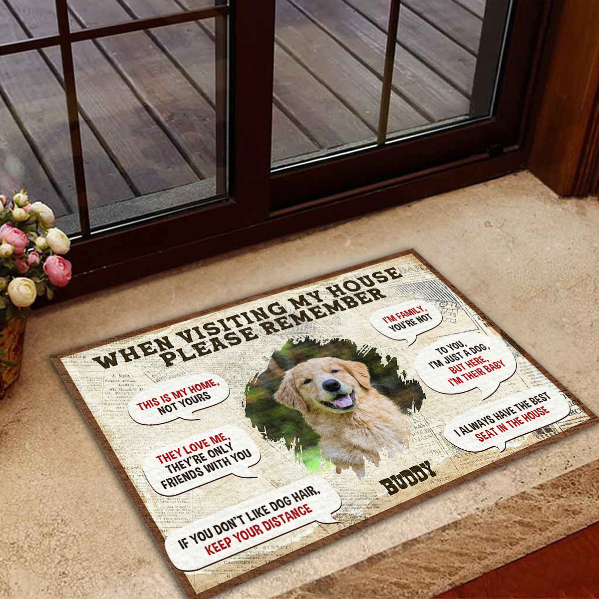 Personalized Custom Doormat with 'This Is My Home Not Yours' Photo for Pet Lovers