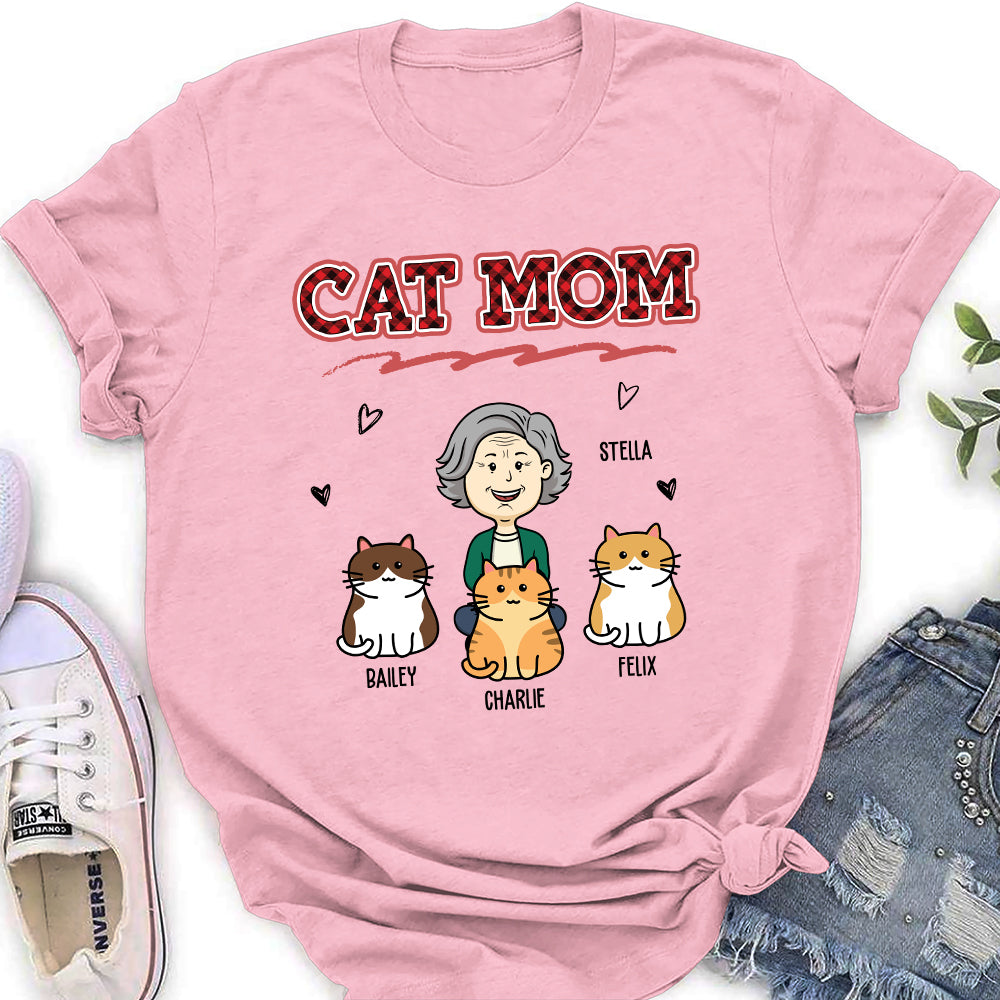 Stylish Cat Mom Red - Personalized Custom Women's Fashion T-shirt