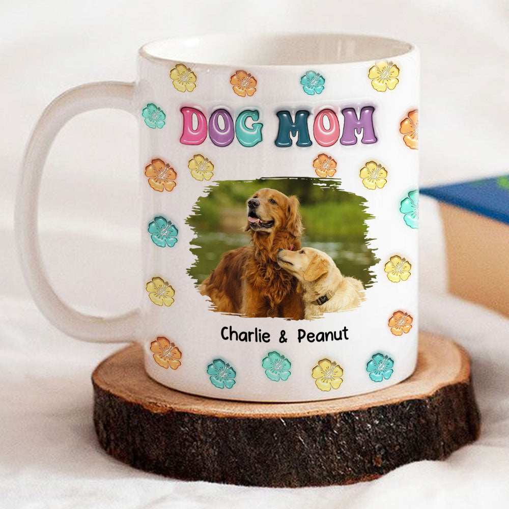 Customizable 3D Inflated Effect Dog Mom Summer Photo Personalized Mug - 11oz