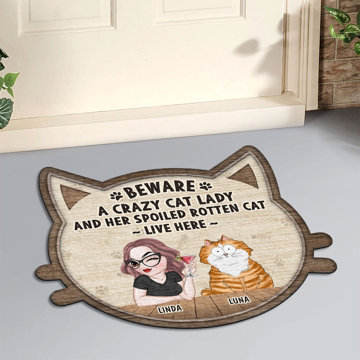 Beware - Personalized Custom Doormat with Your Pet's Picture in 3 Sizes