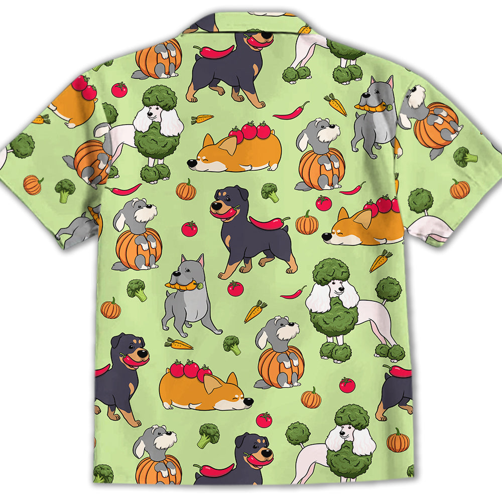 Adorable Dog And Vegetables Kids' Button-up Shirt for Special Occasions