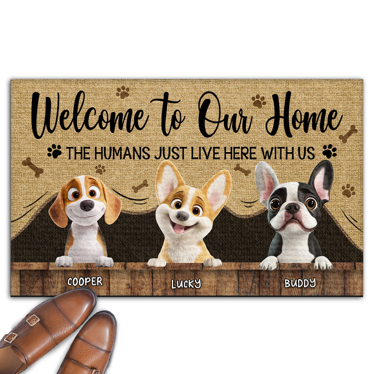 Personalized Custom Humans Just Live Here Doormat for Pet Lovers with Multiple Sizes and High - Quality Printing