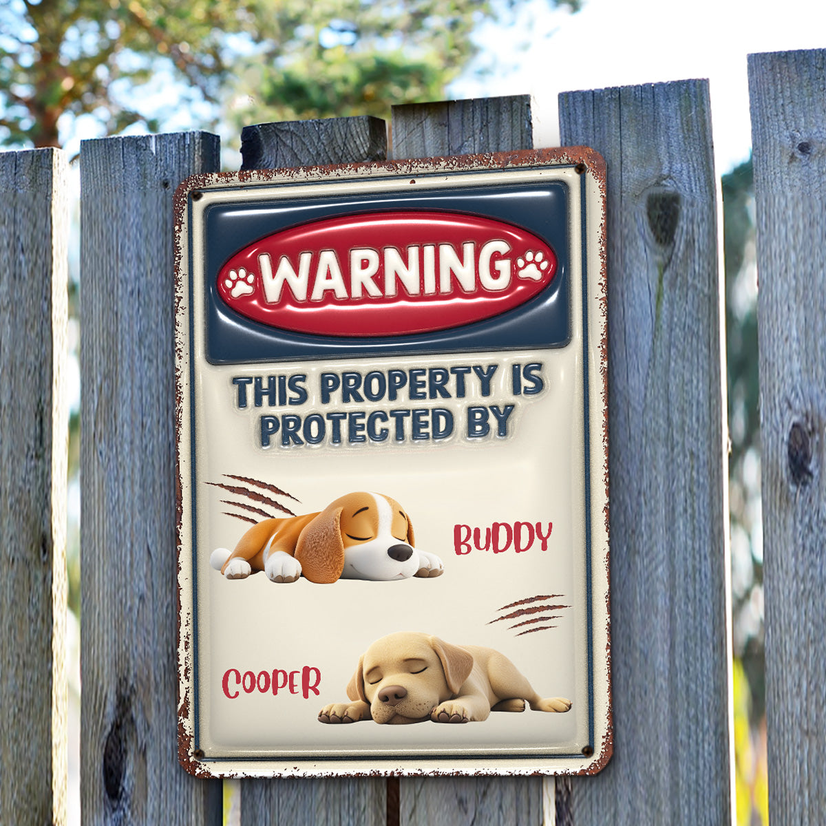 Personalized Custom 3D Inflated Effect Metal Sign - Property Is Protected By My Dog