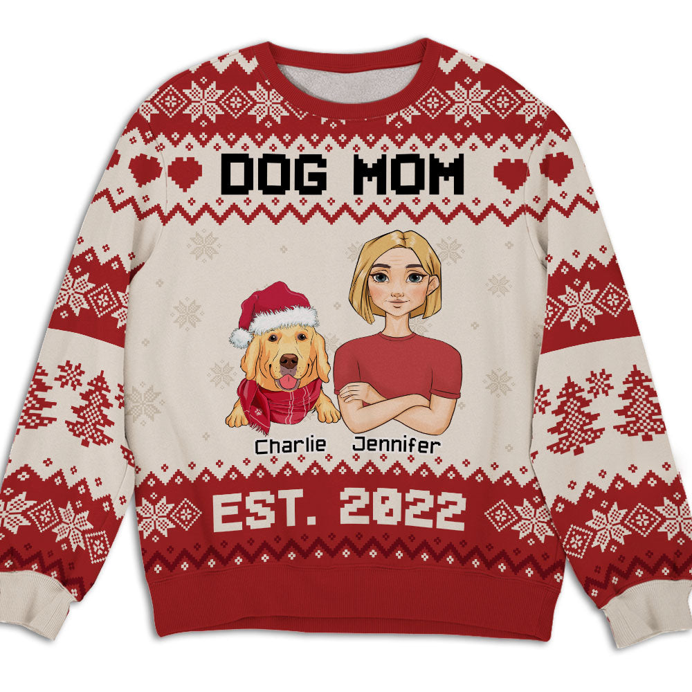 Dog Mom Est. - Customizable All-Over-Print Unisex Sweatshirt for Dog Lovers