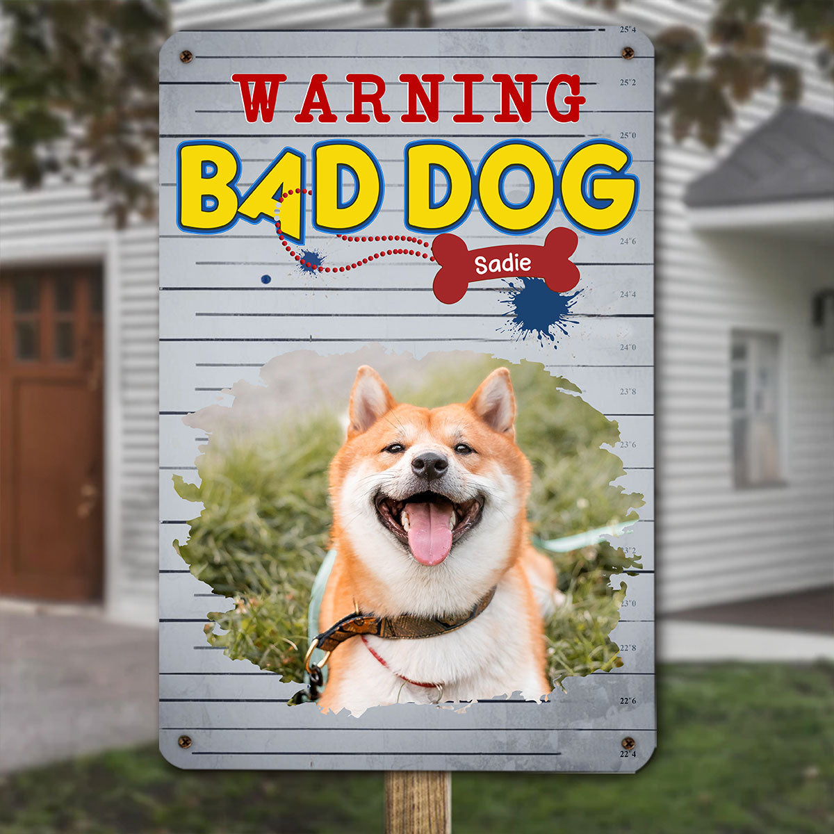 Personalized Custom Metal Warning Bad Dog Photo Sign - Rusty Style, 2 Sizes Available