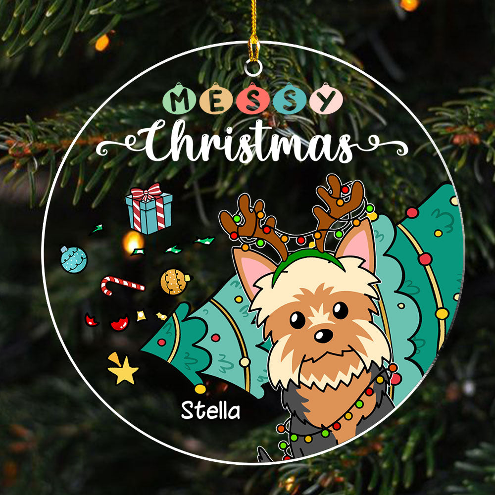 Festive Messy Holiday - Personalized Custom 4' Diameter Acrylic Christmas Ornament