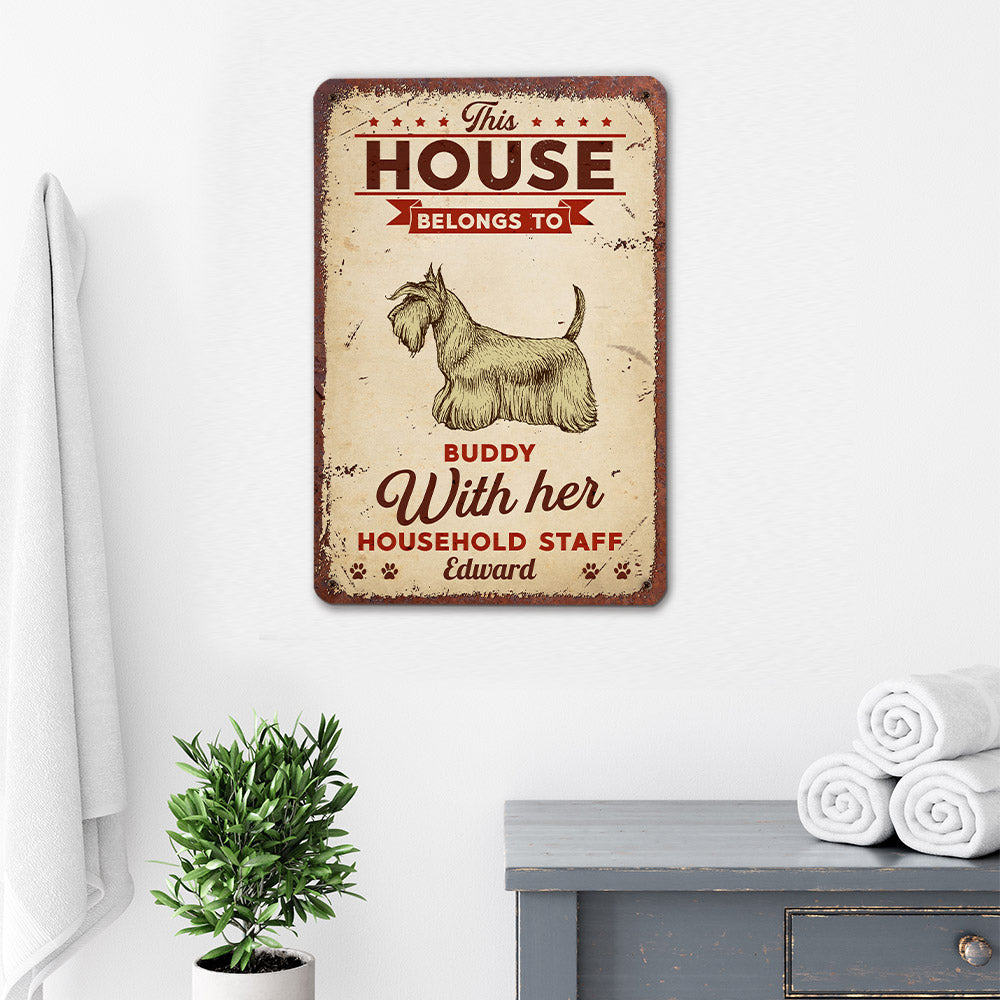 This House Belongs To - Customizable Personalized Metal Sign for Dog Lovers