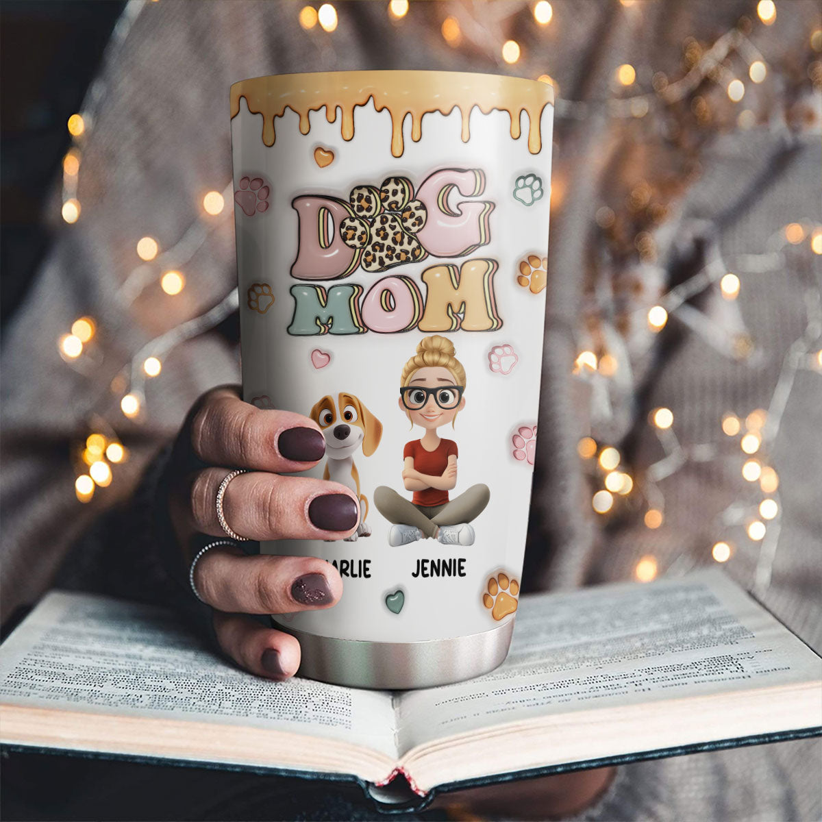 Slay Dog Mama - Personalized Custom 3D Inflated Effect 20oz Stainless Steel Tumbler with Thousands of Cool Designs
