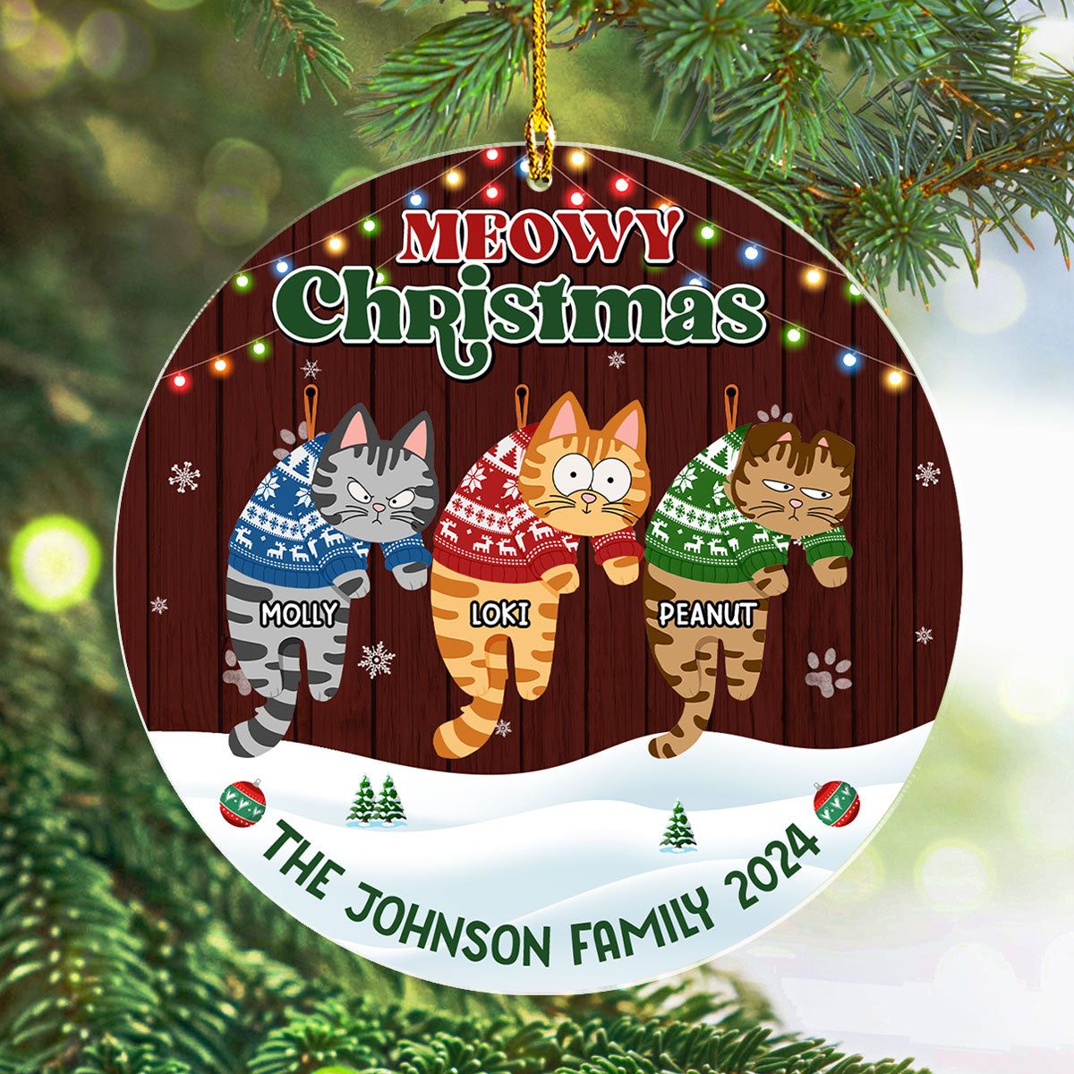 Meowy Christmas 2024 - Exquisitely Personalized Custom Acrylic Ornament for Unforgettable Memories