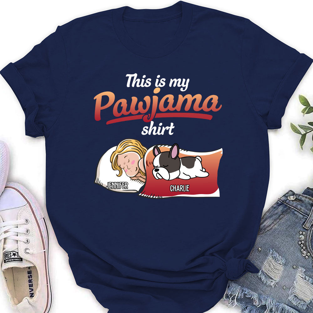 Customizable Holiday Pawjama with Dog Personalized Women's T-shirt - Ideal Gift for Pet Lovers