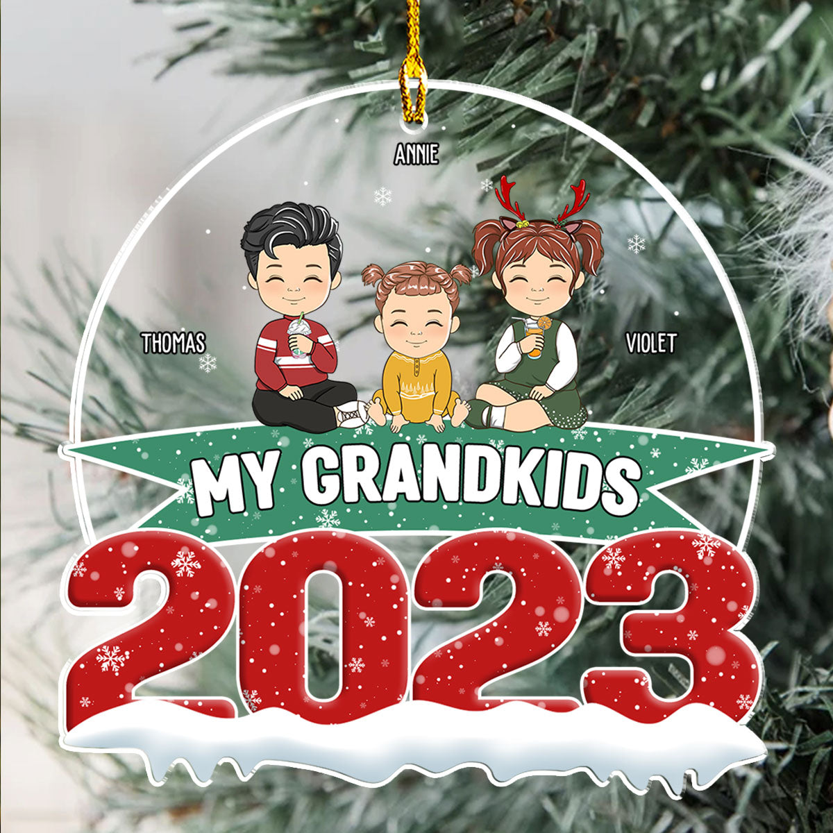 2023 Personalized Custom Acrylic Ornament for My Grandkids - Unique Christmas Keepsake