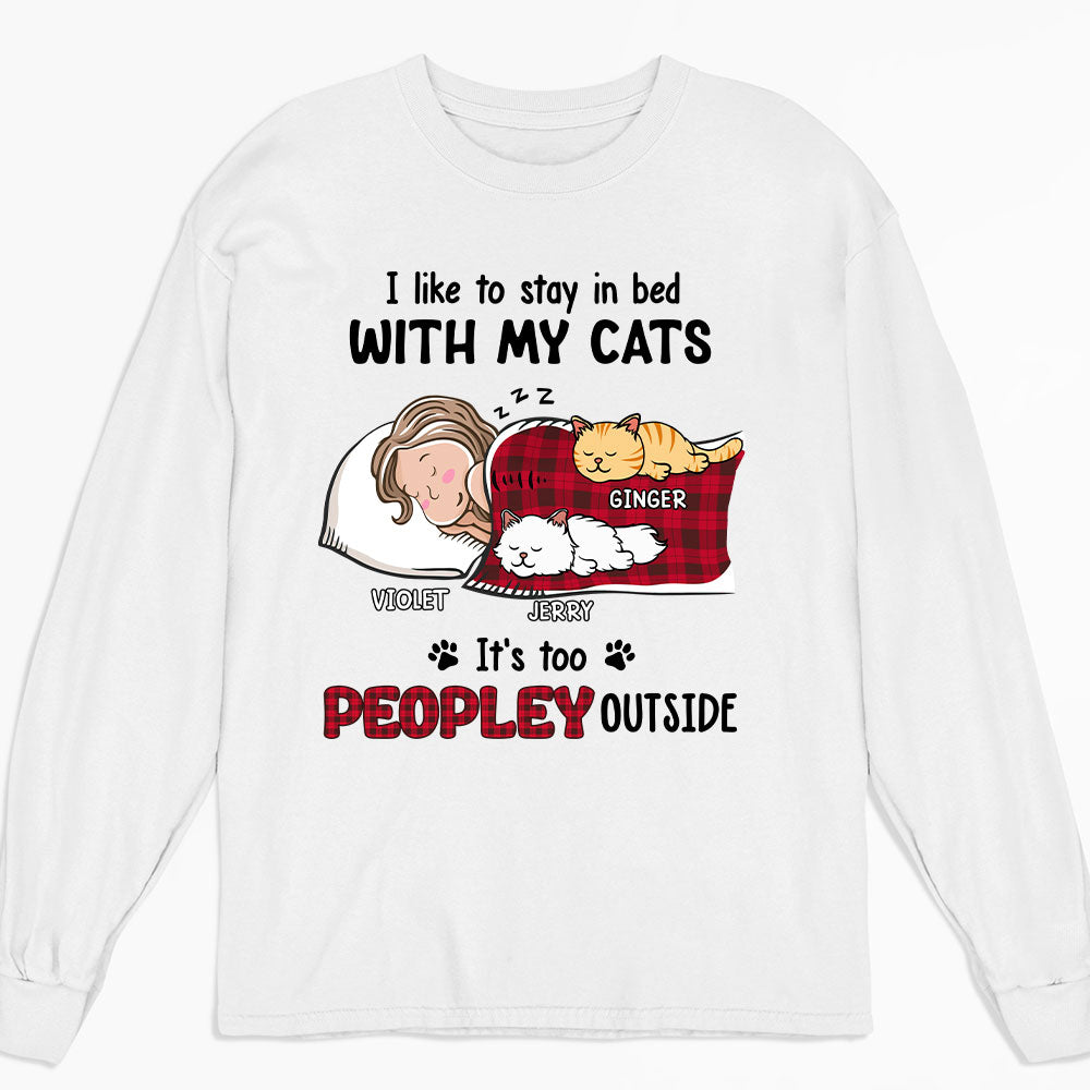 Like To Stay In Bed Cat - Personalized Custom Long Sleeve Unisex T-shirt for Pet Lovers