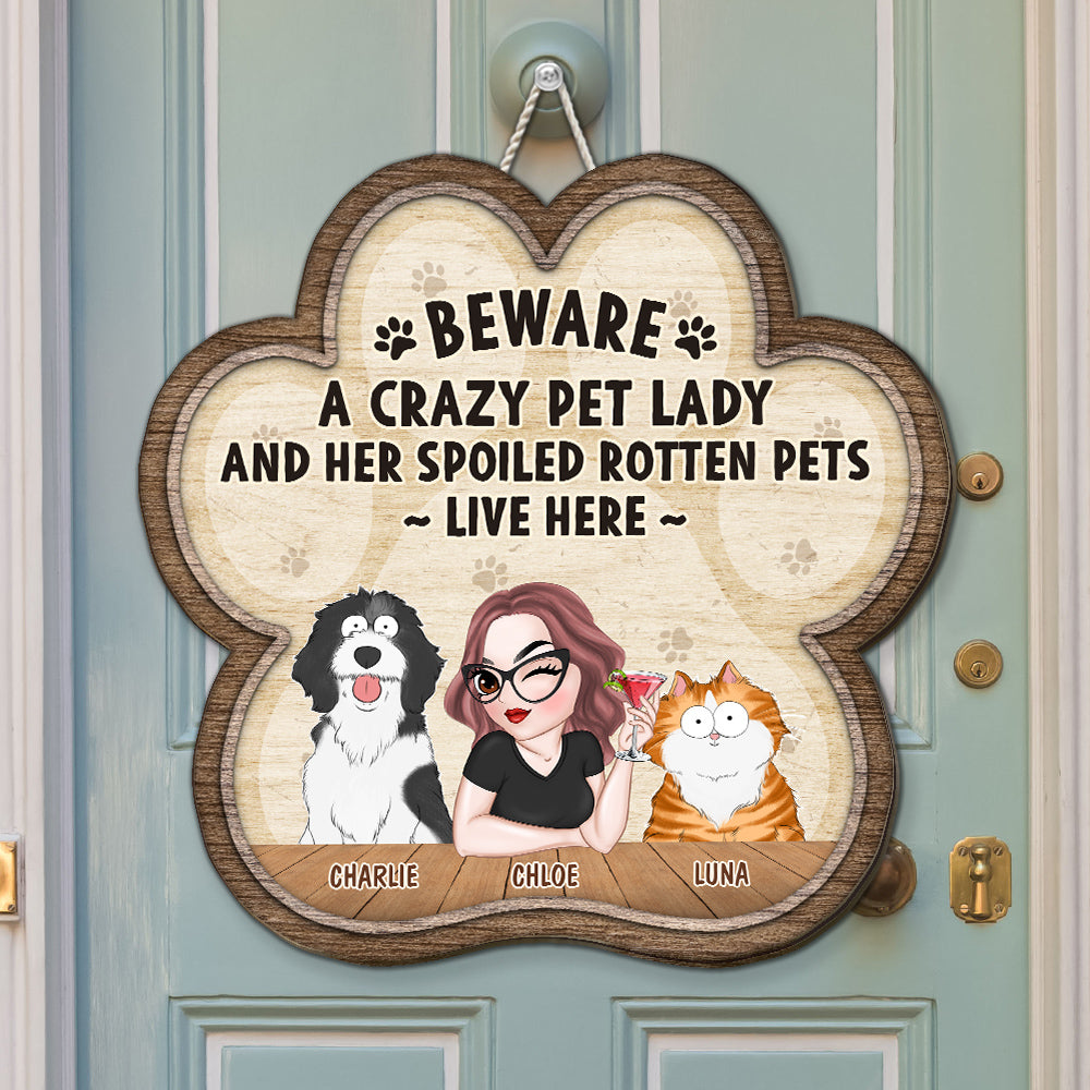 Unique Personalized Custom Wood Sign for Crazy Dog & Dog Lady Lovers