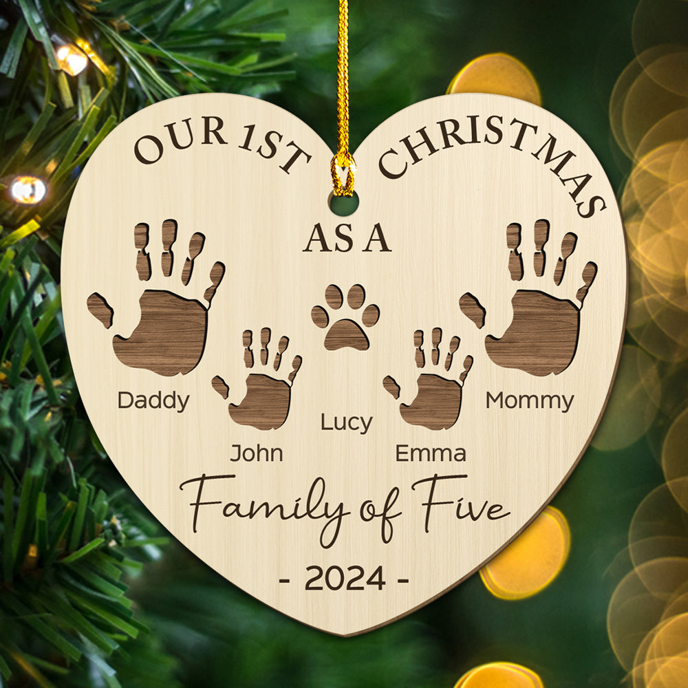 Happy 1st Christmas As A Family - Exquisite Personalized Custom Wood Christmas Ornament