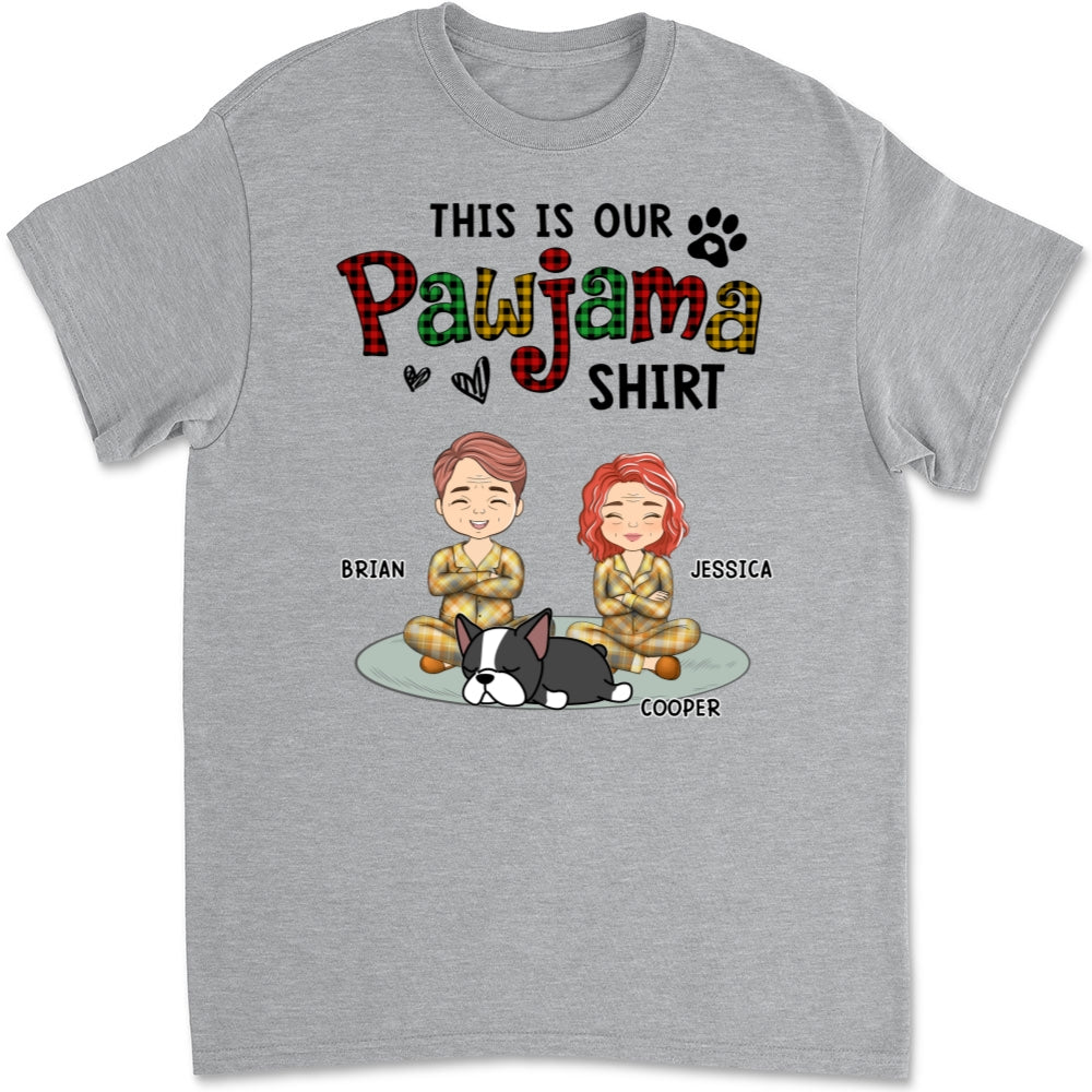 Pawjama Shirt Ver Couple - Personalized Custom Unisex 5.3 oz T-Shirt for Pet Lovers
