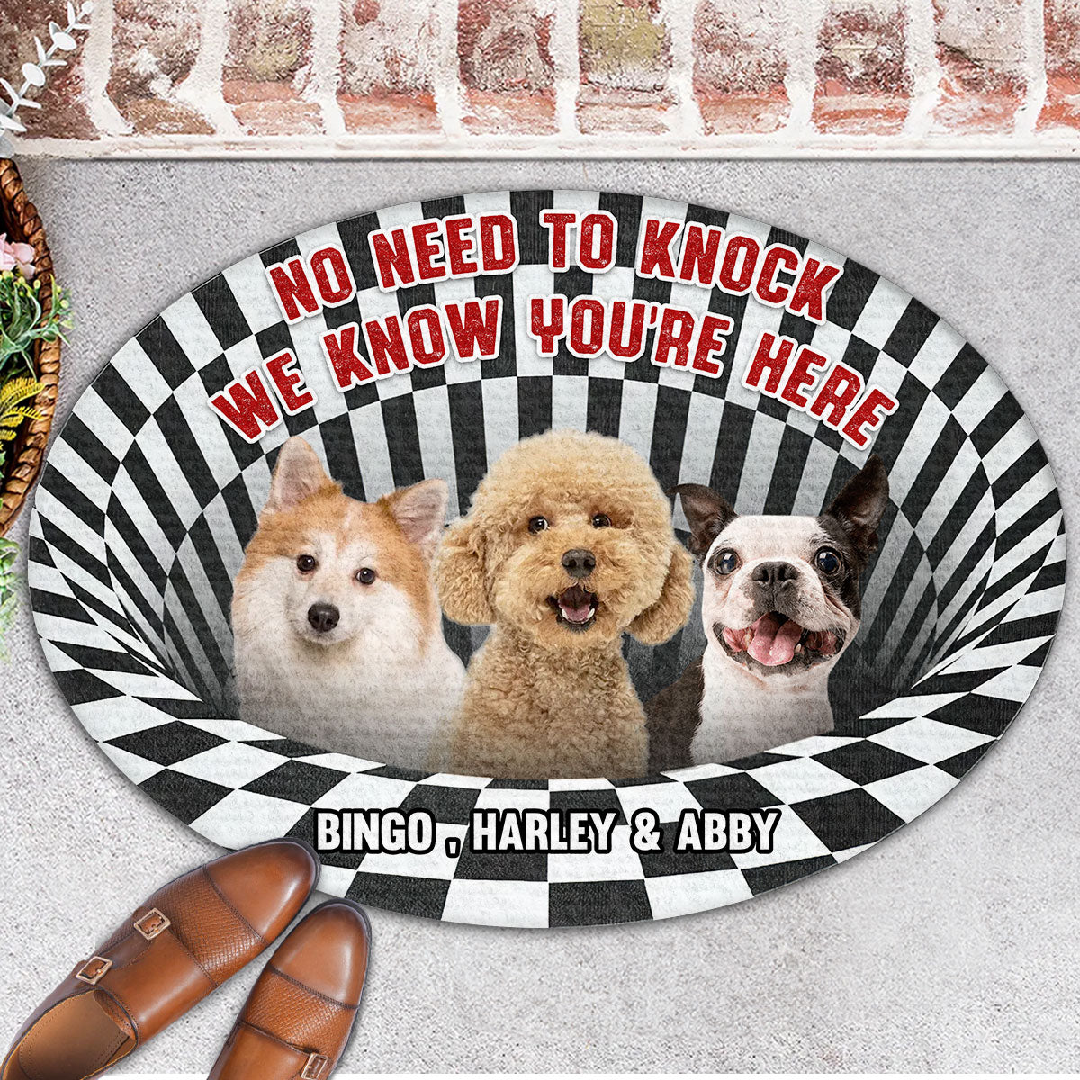 Custom Photo Personalized Doormat: No Need To Knock - Ideal for Pet Lovers