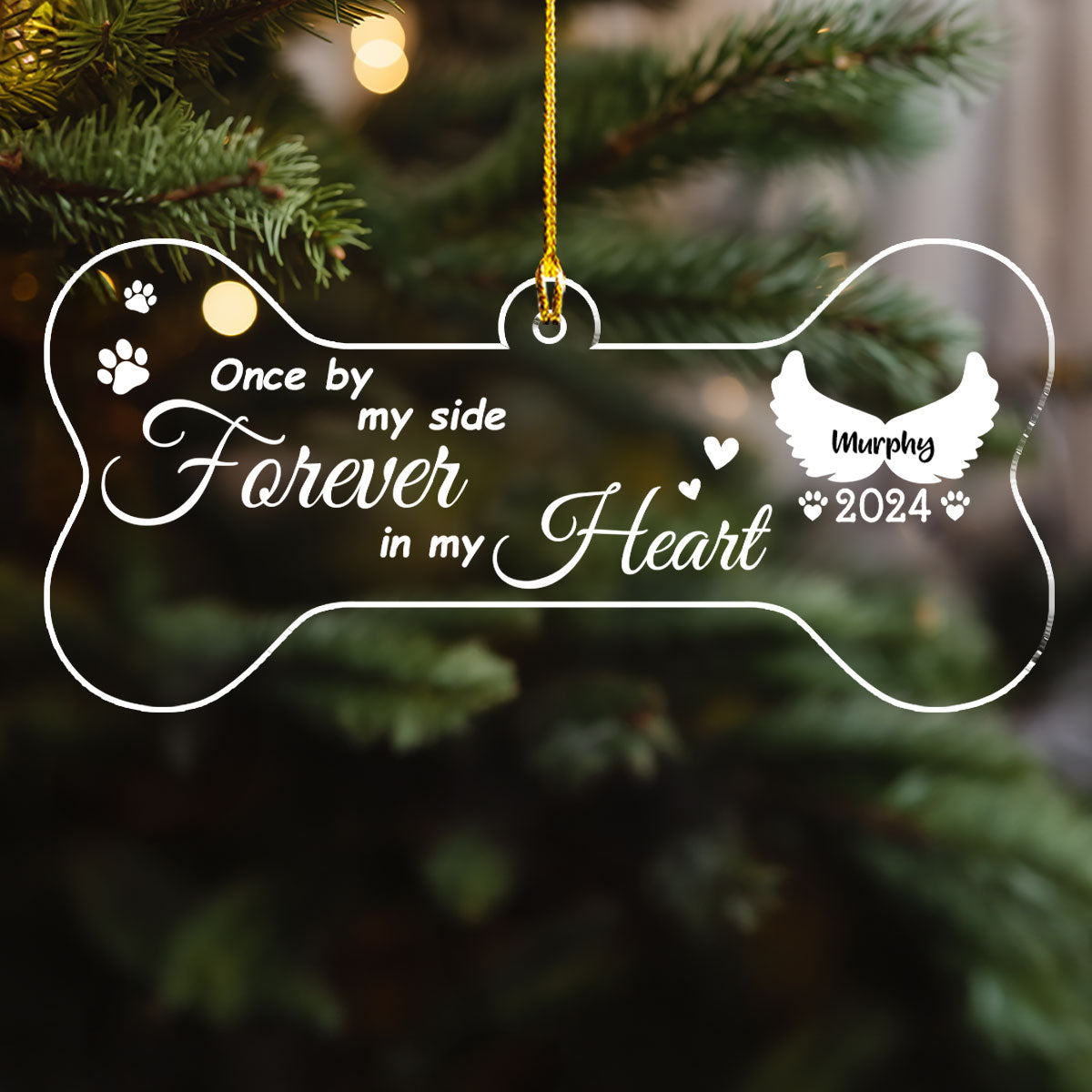 Once By My Side Forever In My Heart - Personalized Custom 4' Diameter and 0.2' Thickness Acrylic Christmas Ornament