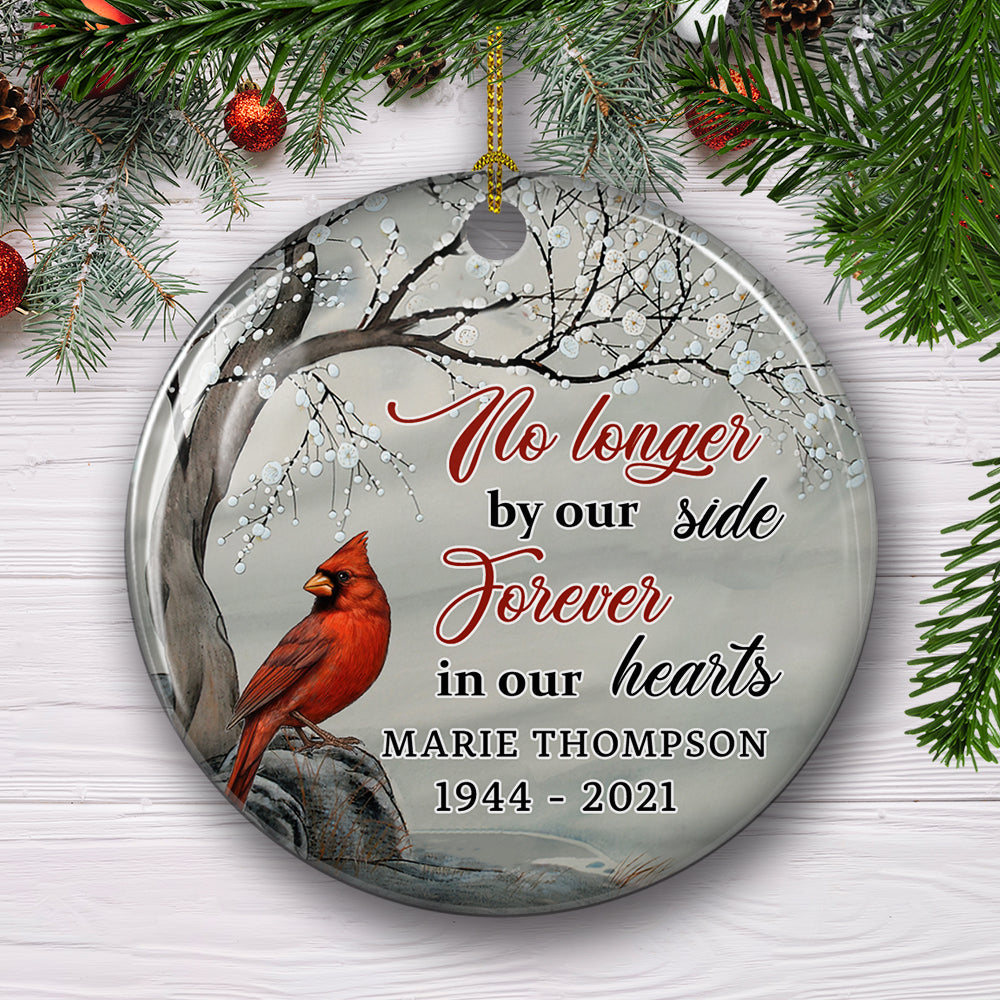 You're Never Gone From My Heart - Personalized Custom Circle Ceramic Ornament for Meaningful Gifting