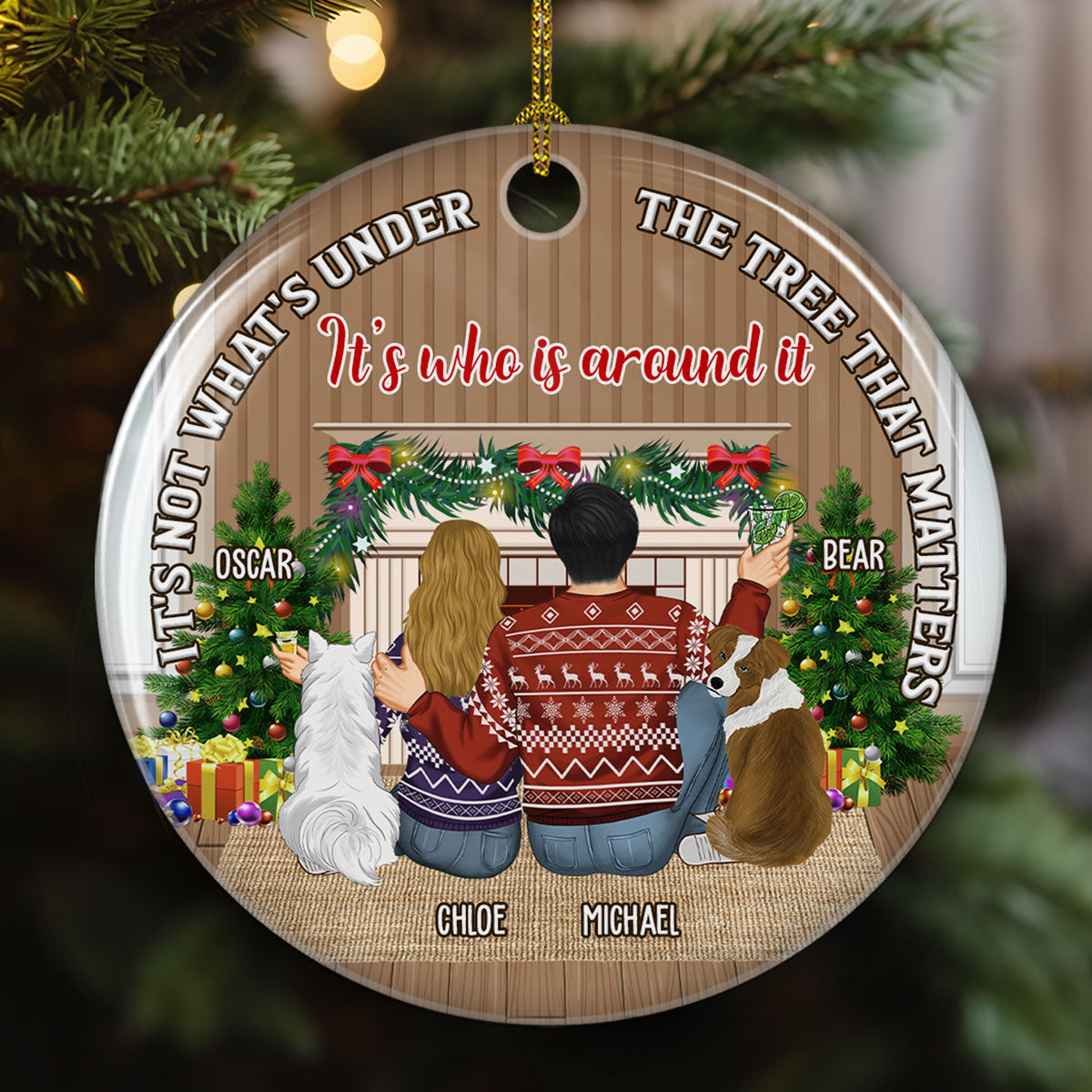 What Is Under The Tree Matters - Personalized Custom 3-Inch Diameter Ceramic Christmas Ornament