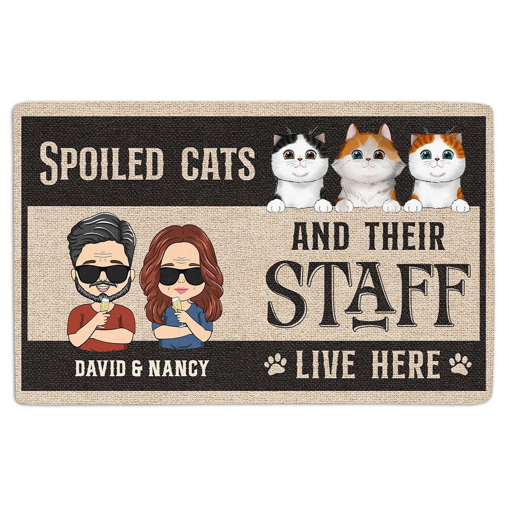 Cat And Staff - Personalized Custom Doormat with Your Cat's Picture