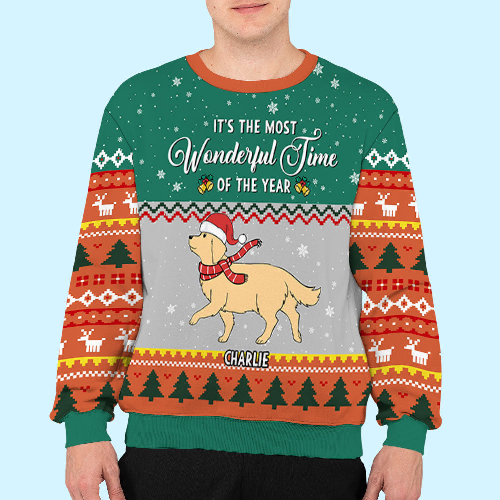 Wonderful Time Walking Dog - Personalized Custom All-Over-Print Unisex 8.8 oz Polyester Blend Sweatshirt