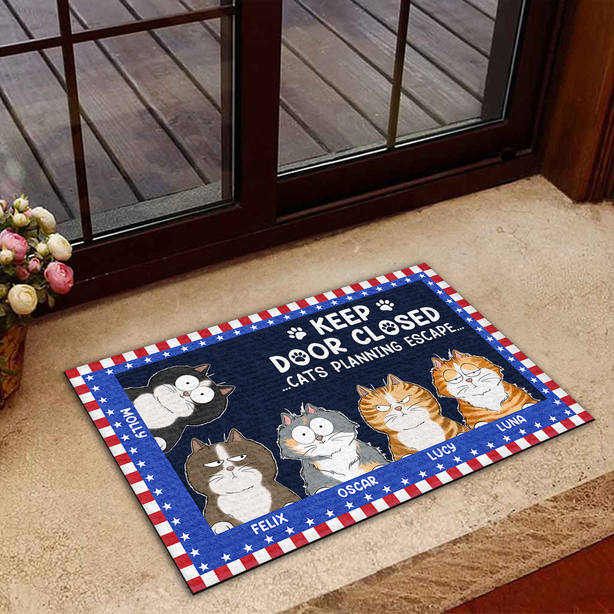 Personalized Custom Doormat - Cats Want To Escape, Ideal for Pet Lovers
