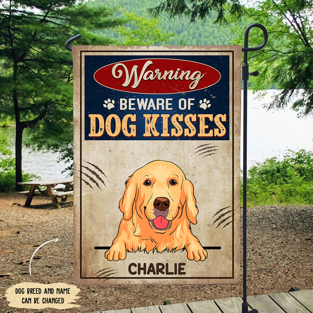 Customizable Personalized Dog Kisses Garden Flag in 12' x 18' and 28' x 40' Sizes