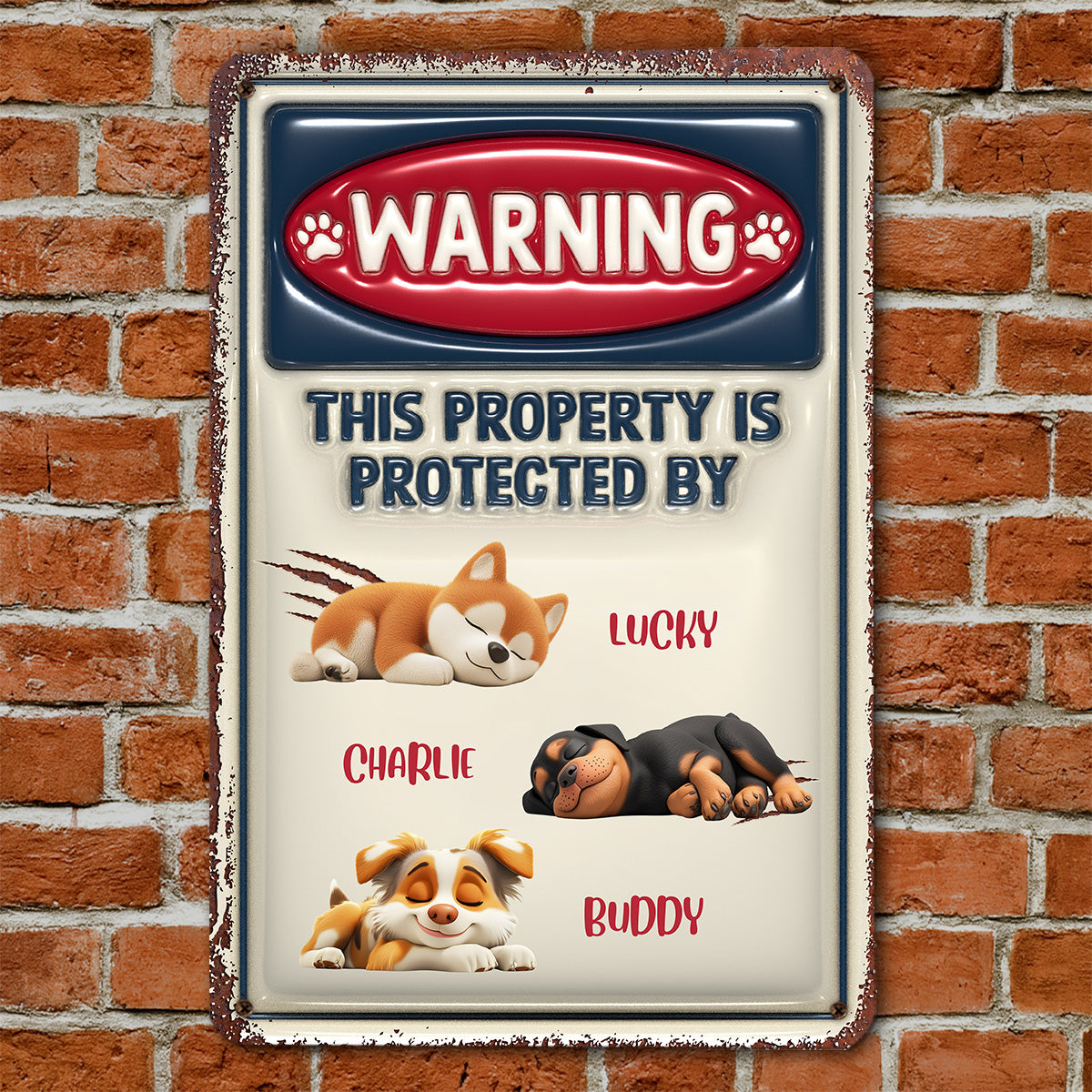 Personalized Custom 3D Inflated Effect Metal Sign - Property Is Protected By My Dog