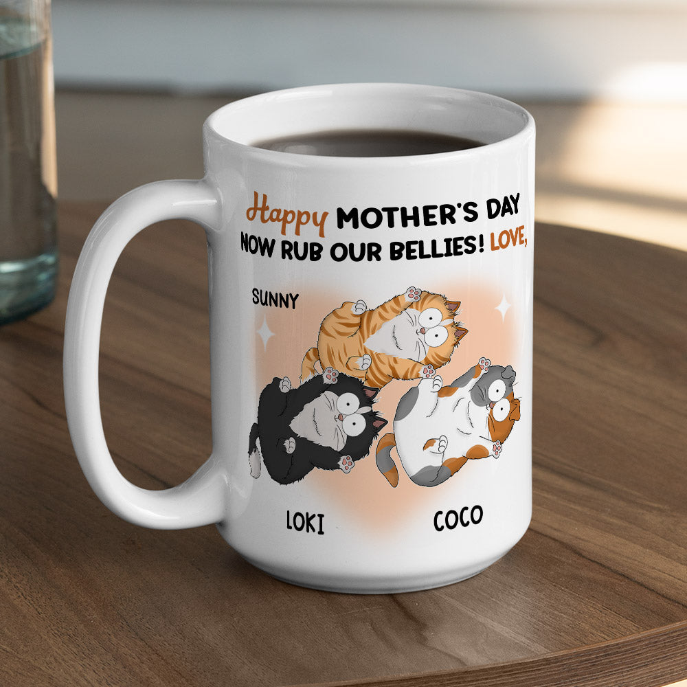Now Rub Our Bellies - Customizable Personalized Coffee Mug for Pet Lovers