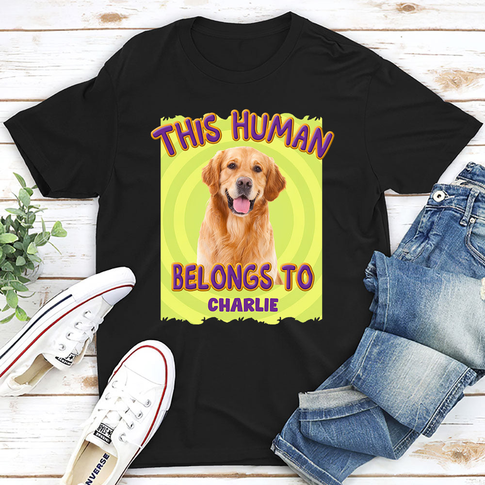 Personalized Custom Unisex 'This Human Belongs To Us' Photo T-Shirt - Perfect Gift for Pet Lovers