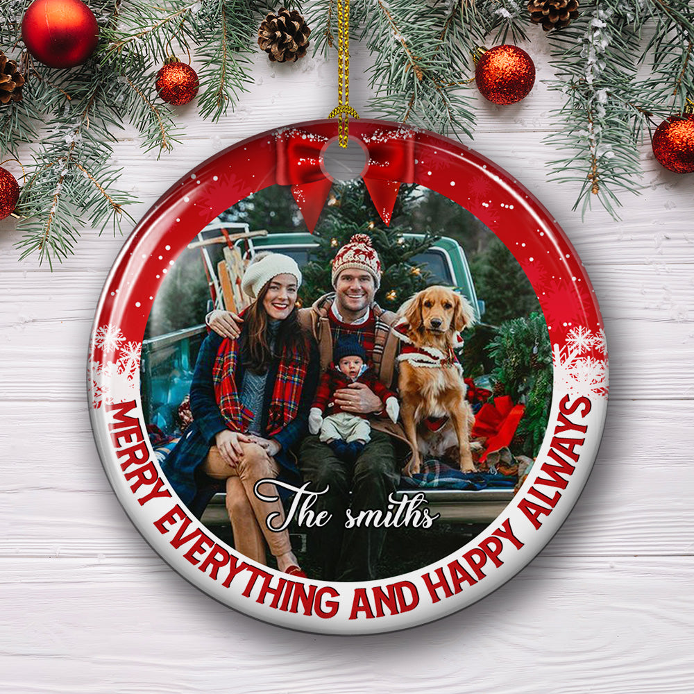Personalized Custom Christmas Circle Ceramic Ornament - Ideal for Holiday Tree Decor
