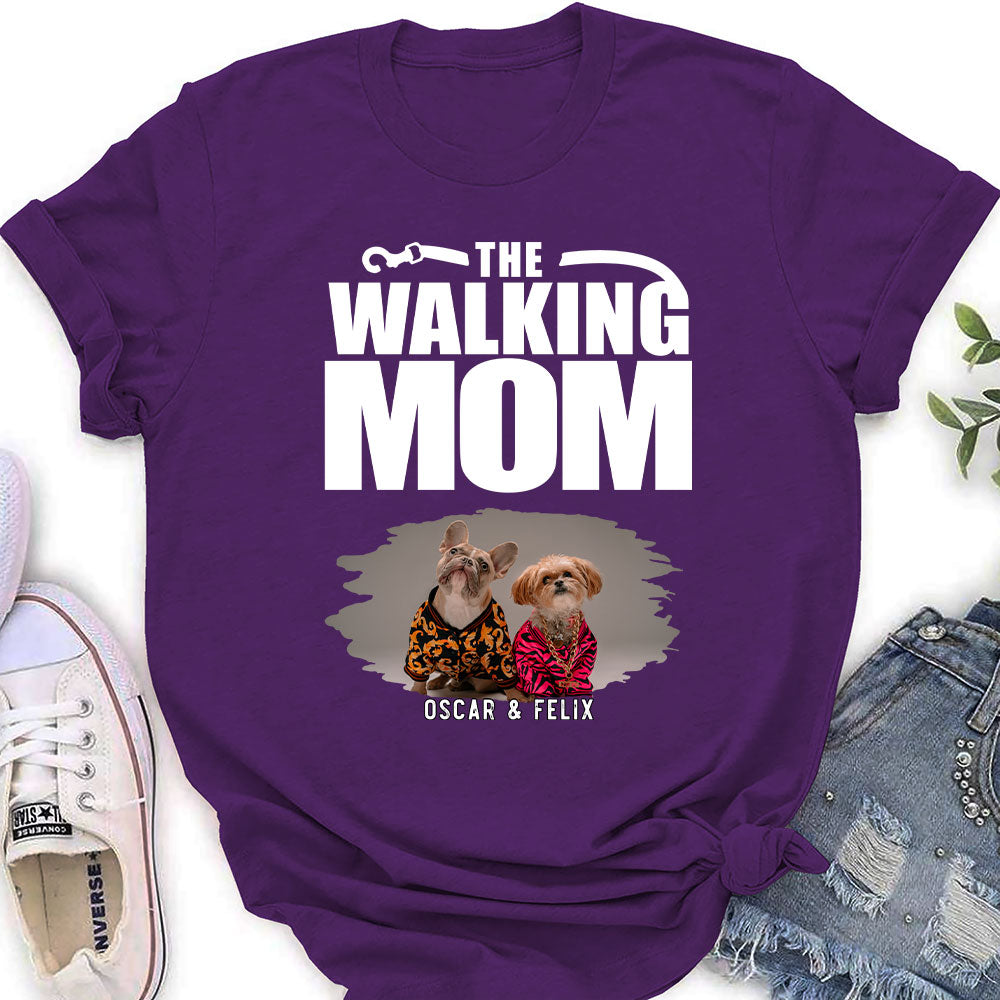 Walking Mom Photo - Personalized Custom Women's Heavy Cotton T-shirt with Feminine Pattern