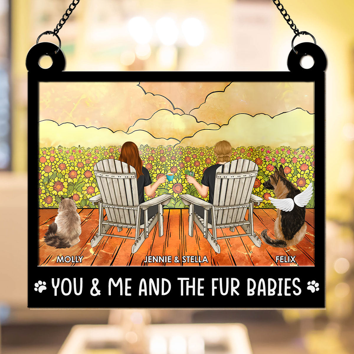 You And Me And The Dogs - Personalized Custom Acrylic Plexiglass Suncatcher in 6 or 8 Inches
