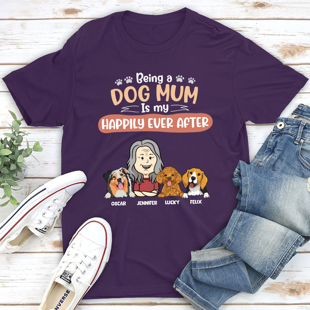 Happy To Be A Dog Mom - Personalized Custom Unisex 5.3 oz T-shirt for Pet Lovers