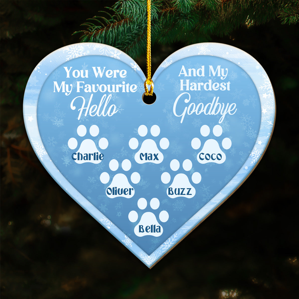 You Were My Favourite Hello And My Hardest Goodbye - Personalized Custom Christmas Wood Ornament for Pet Lovers