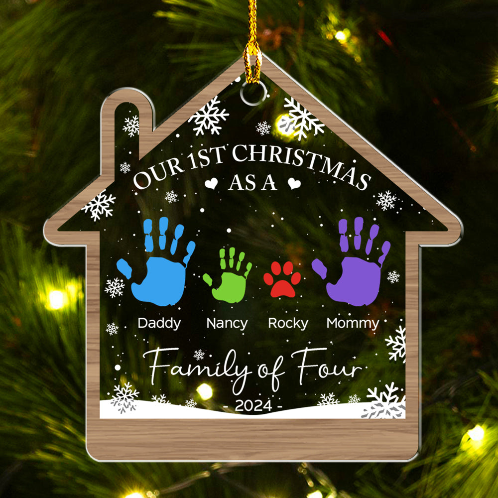 Happy Our 1st Christmas - Personalized Custom 4' Diameter 0.2' Thick Acrylic Christmas Ornament