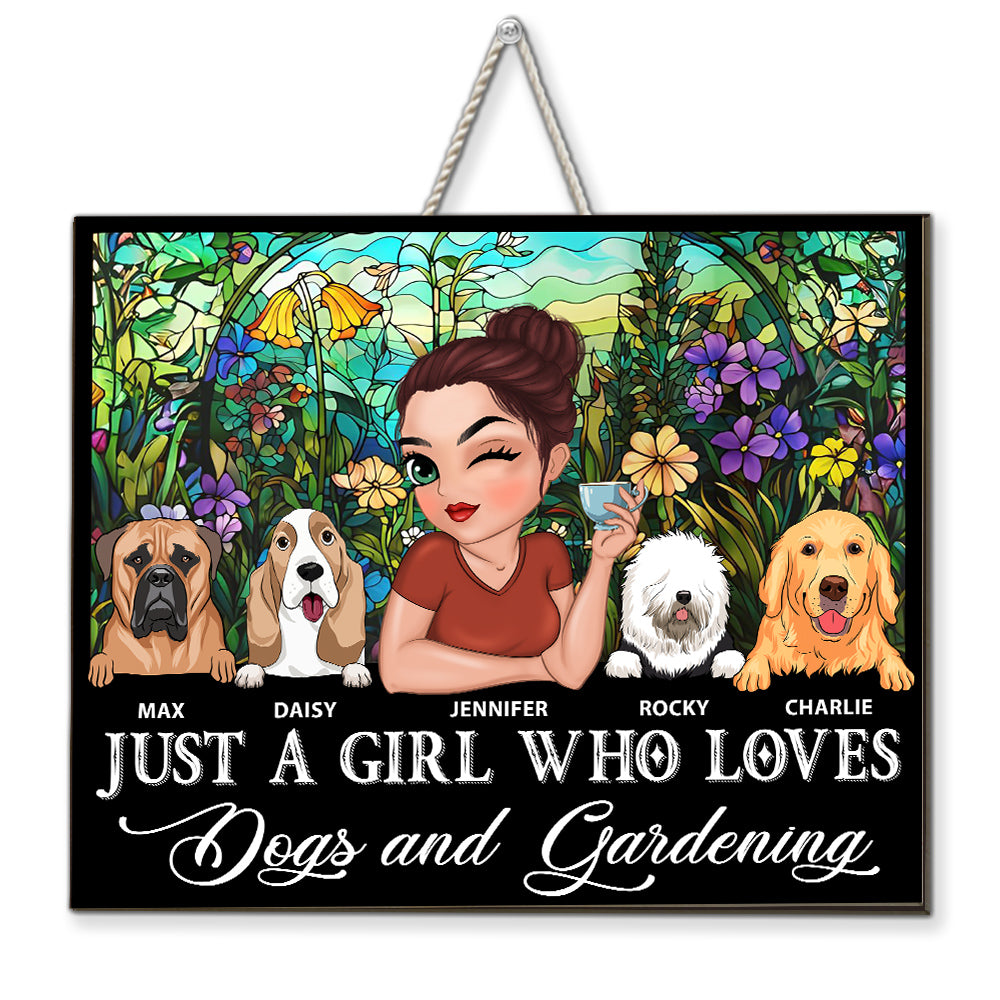 I Love Dogs And Gardening - Personalized Custom Wood Sign in Various Sizes (12 in, 14 in, 18 in)