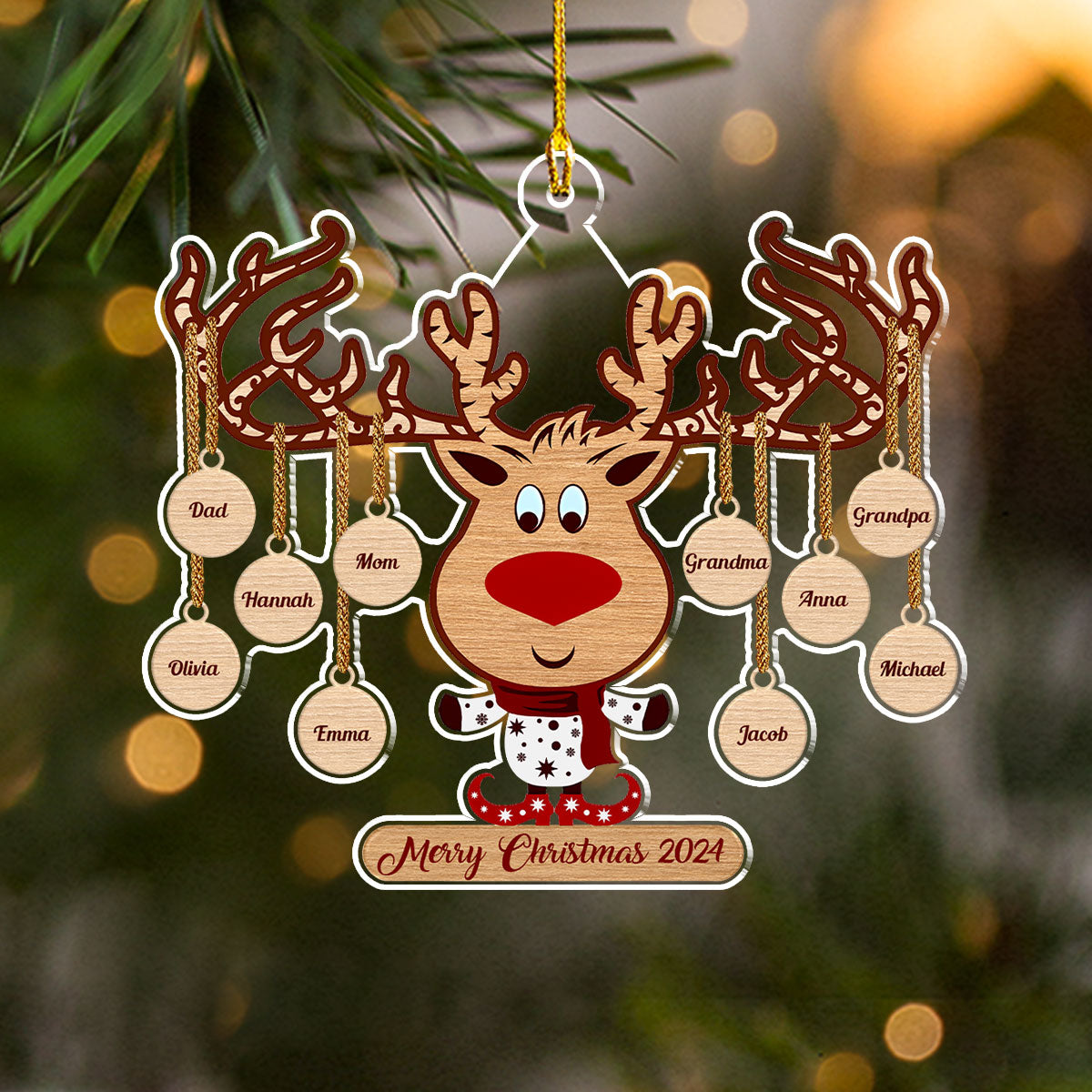 Sweet Family - Exquisitely Personalized Custom Acrylic Christmas Ornament (4' Diameter, 0.2' Thickness)