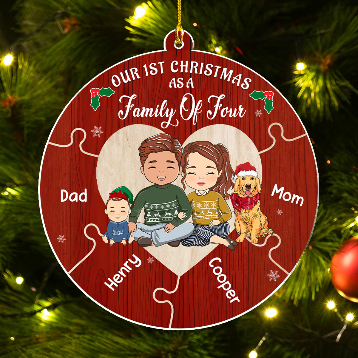 Together We Make A Family - Customizable Personalized Acrylic Christmas Ornament with 4' Diameter