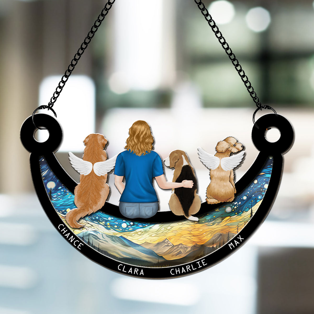 Personalized Custom A Girl And Her Dog Suncatcher - 6 & 8 Inches