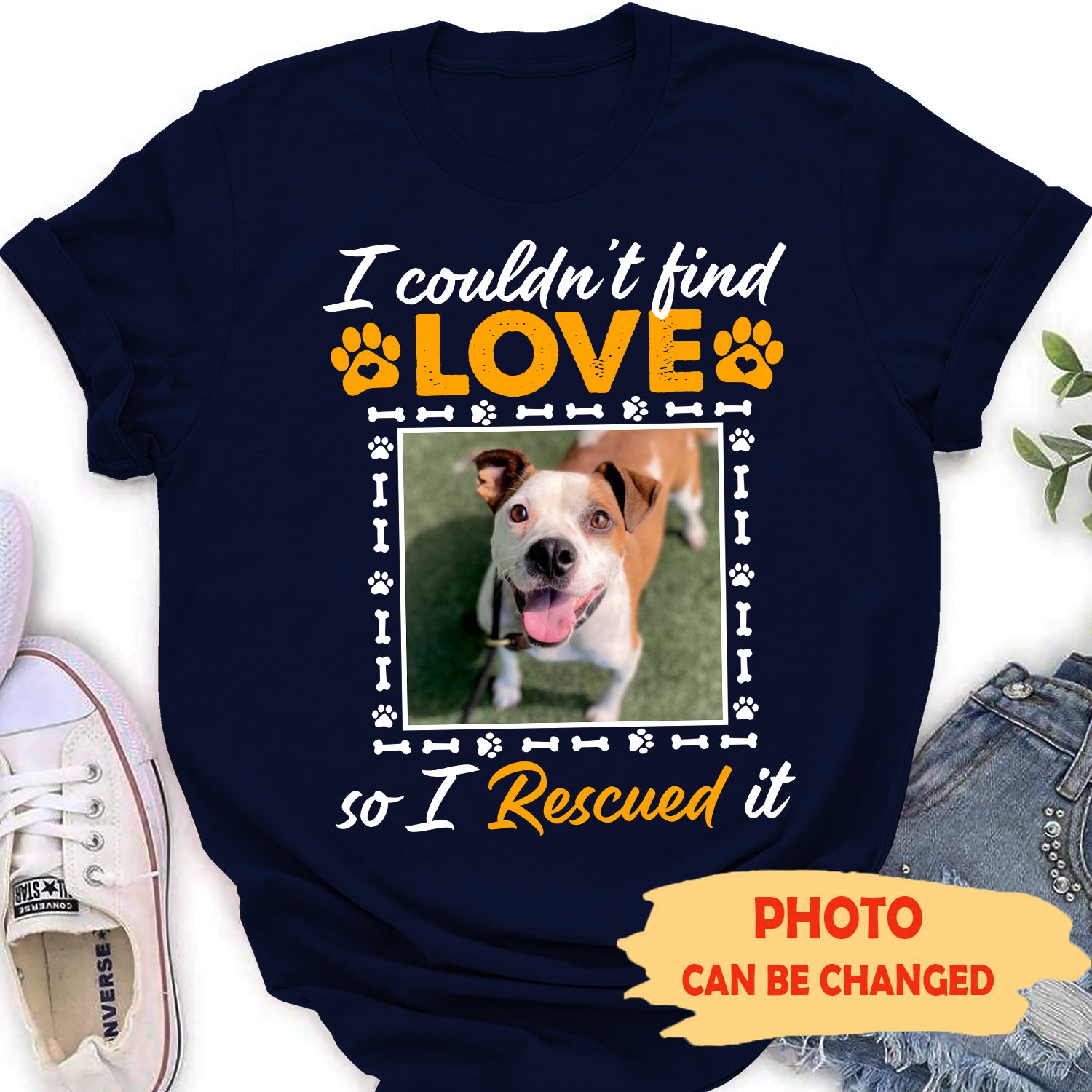 Rescue Love - Unique Personalized Custom Photo Women's T-shirt for Dog Lovers