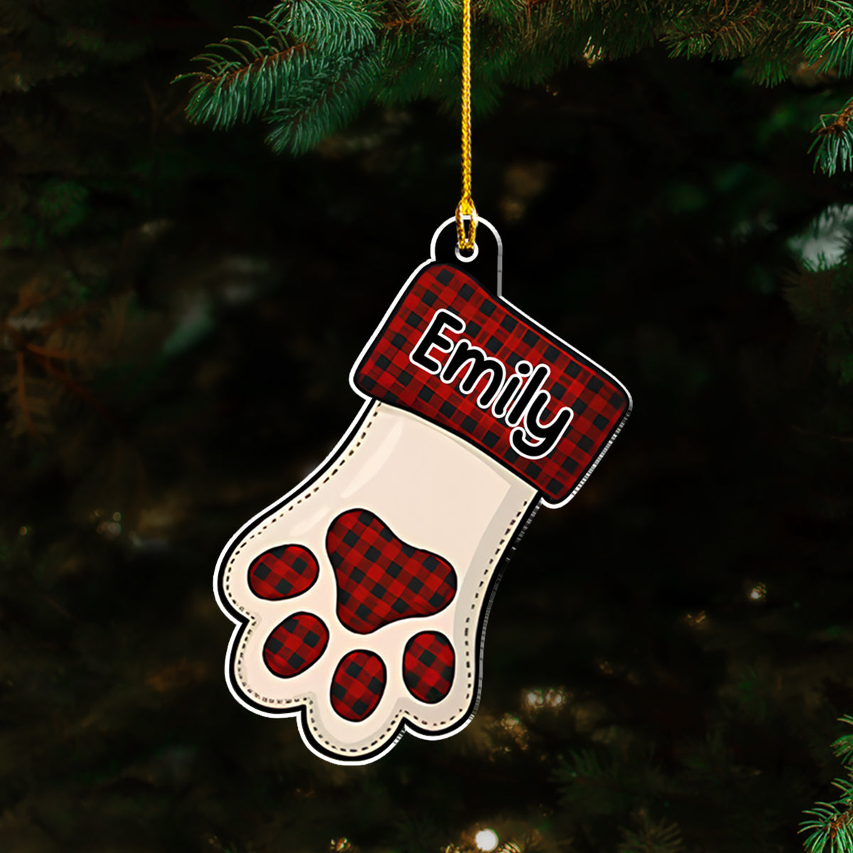 Customizable Personalized Family Member Stocking Acrylic Christmas Ornament
