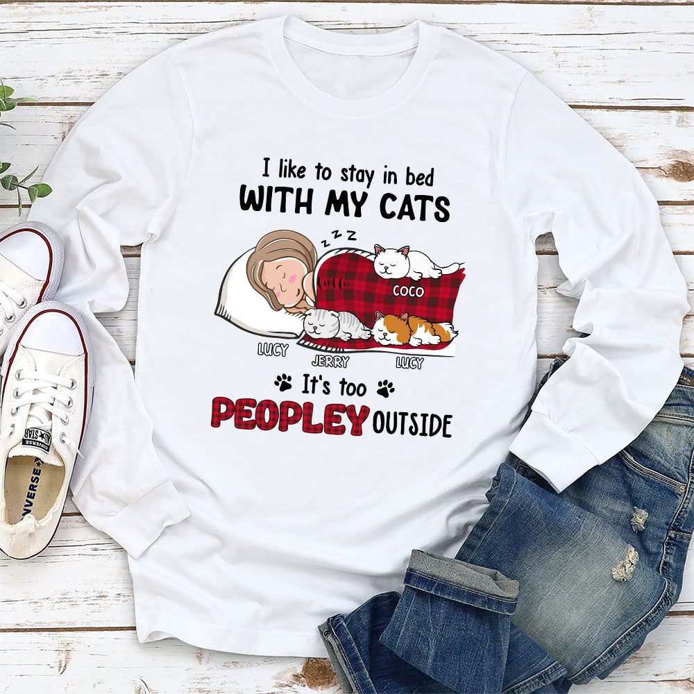 Like To Stay In Bed Cat - Personalized Custom Long Sleeve Unisex T-shirt for Pet Lovers