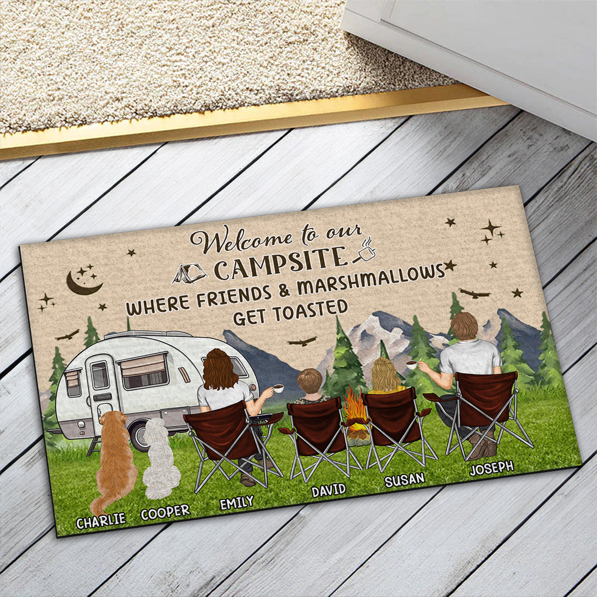 Happy Place - Personalized Custom Pet Lover's Doormat with Cat or Dog Picture