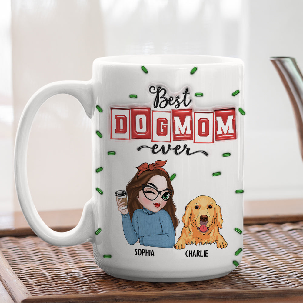 Best Ever Personalized Custom 3D Inflated Effect Ceramic Mug for Dog Moms