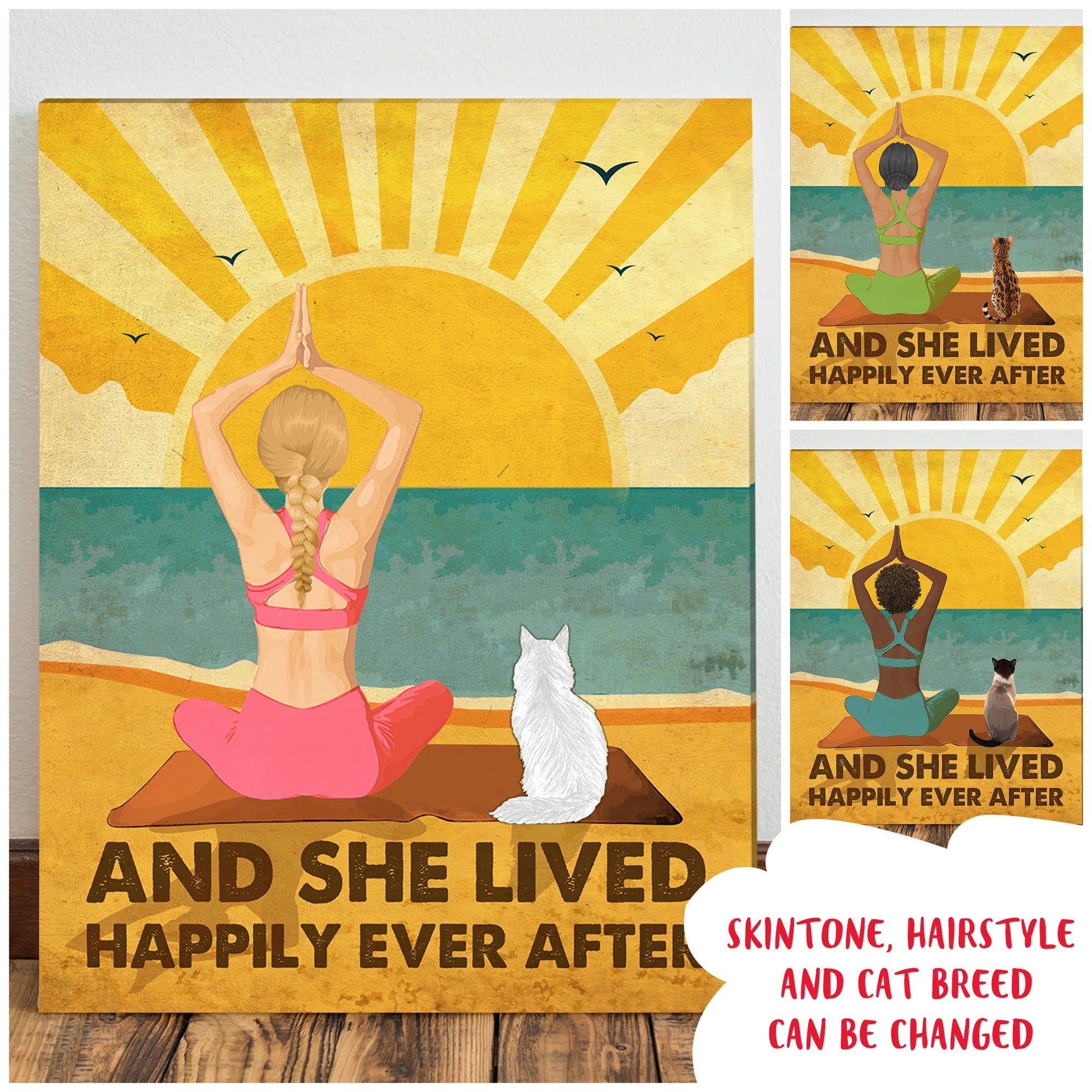 Yoga And Cat - Happily Ever After - Personalized Custom Matte Canvas Print for Pet Lovers